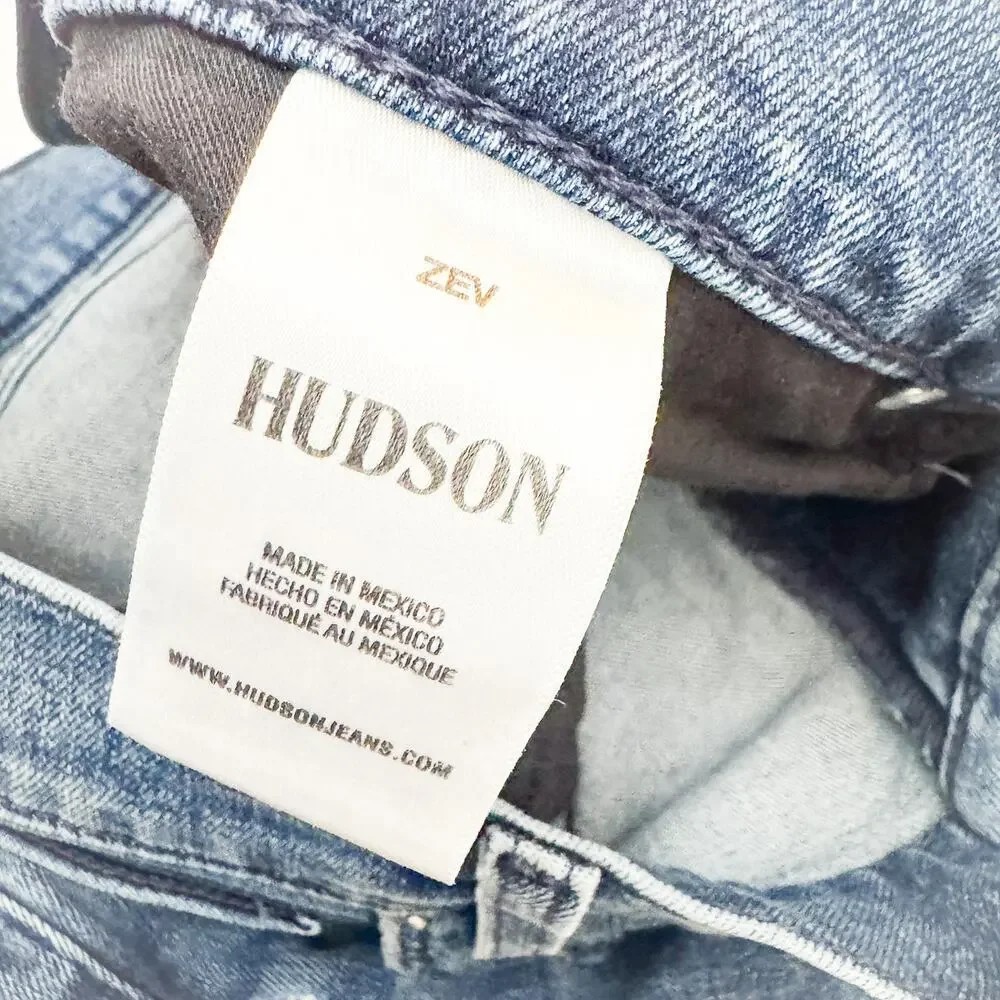 Hudson Zev Men's Dark Wash Ripped Relaxed Straight Denim Jeans Size 36